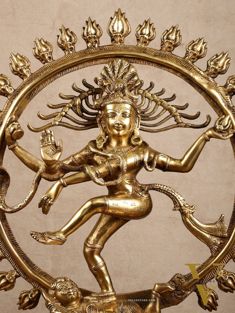 Pure Brass Dancing Shiva Smiling Nataraja Sculpture | 25" |