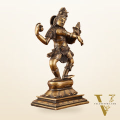 Pure Brass Dancing Shiva with Four Arms Statue - 14"