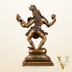 Pure Brass Dancing Shiva with Four Arms Statue - 14"