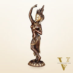 Pure Brass Dancing Tara Devi Maya Buddhist Sculpture - 20" Tall