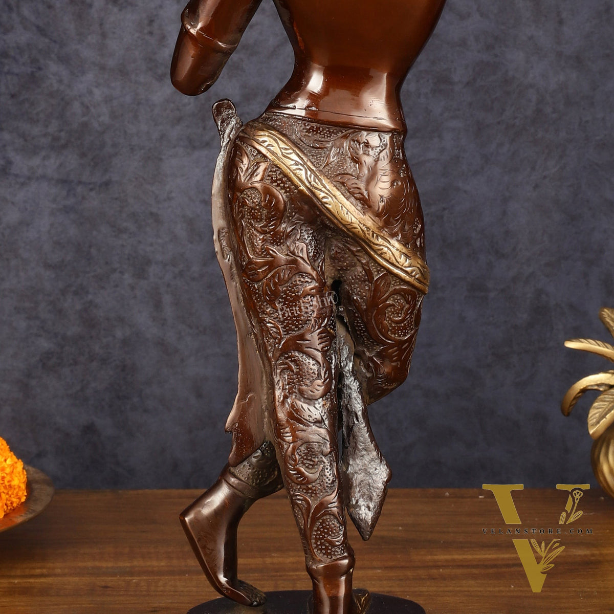 Pure Brass Dancing Tara Devi Maya Buddhist Sculpture - 20" Tall