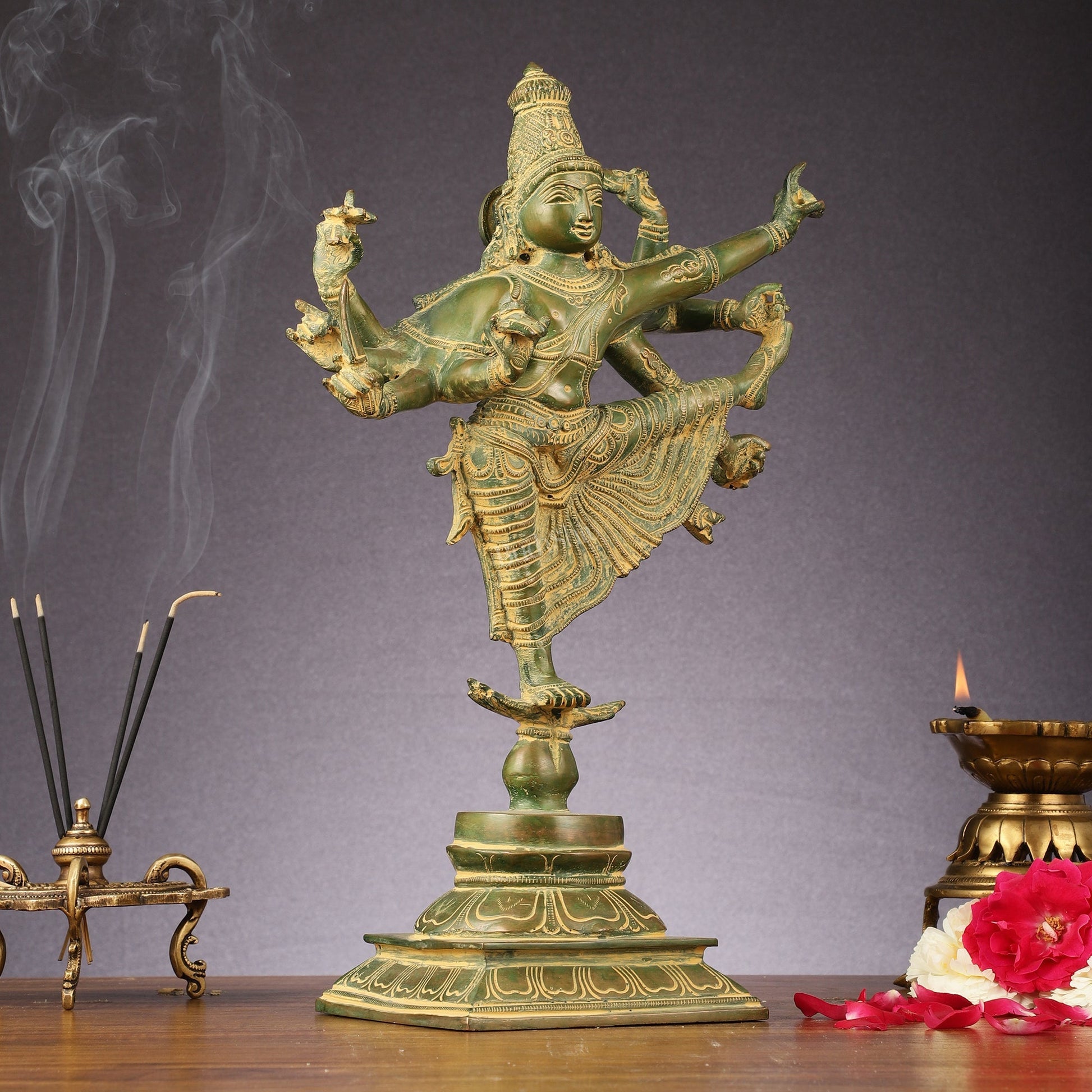 Pure Brass Dancing Vishnu avatar vamana 16 inch