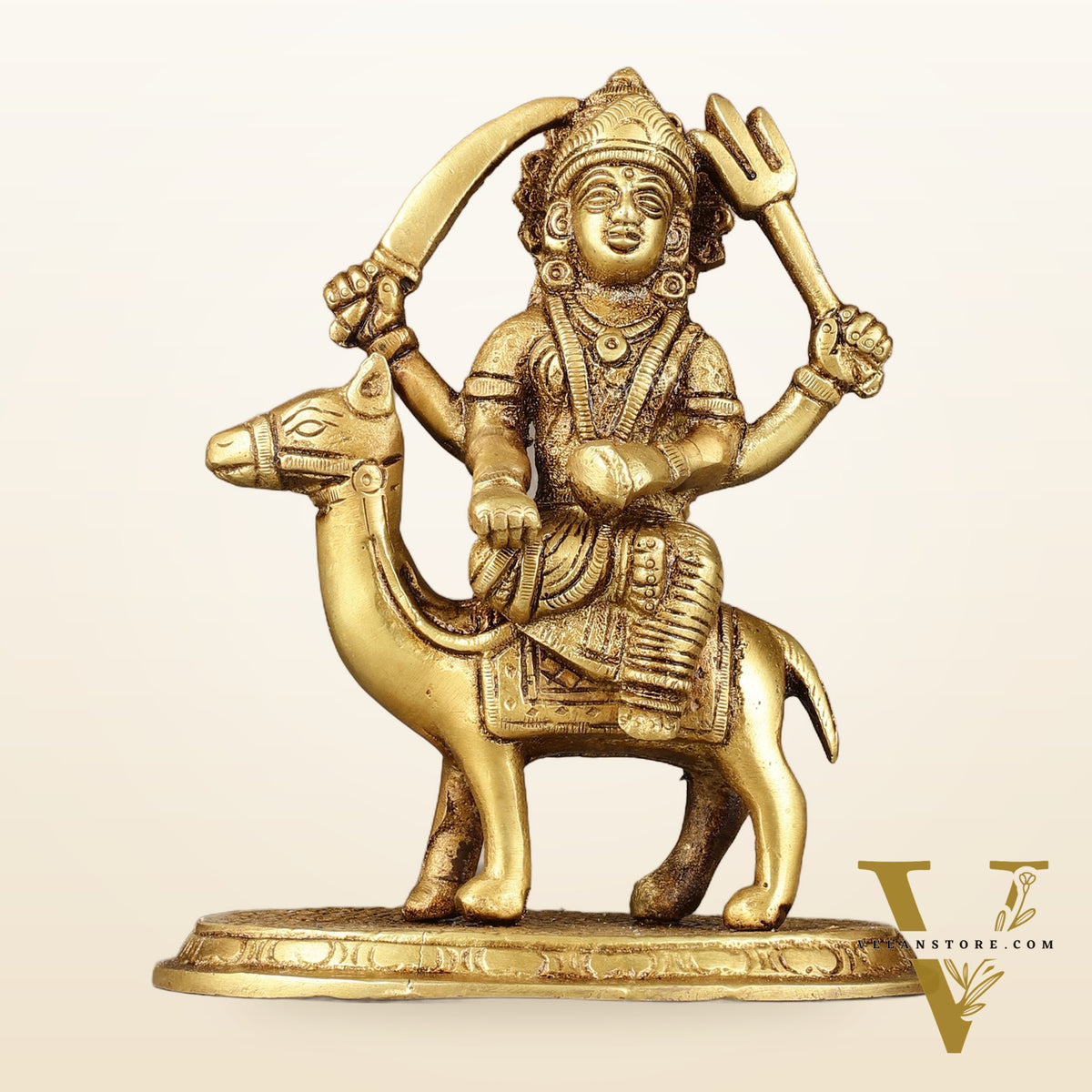 Pure Brass Dasama Momoi Mata Seated on Camel Idol 5.5 inch