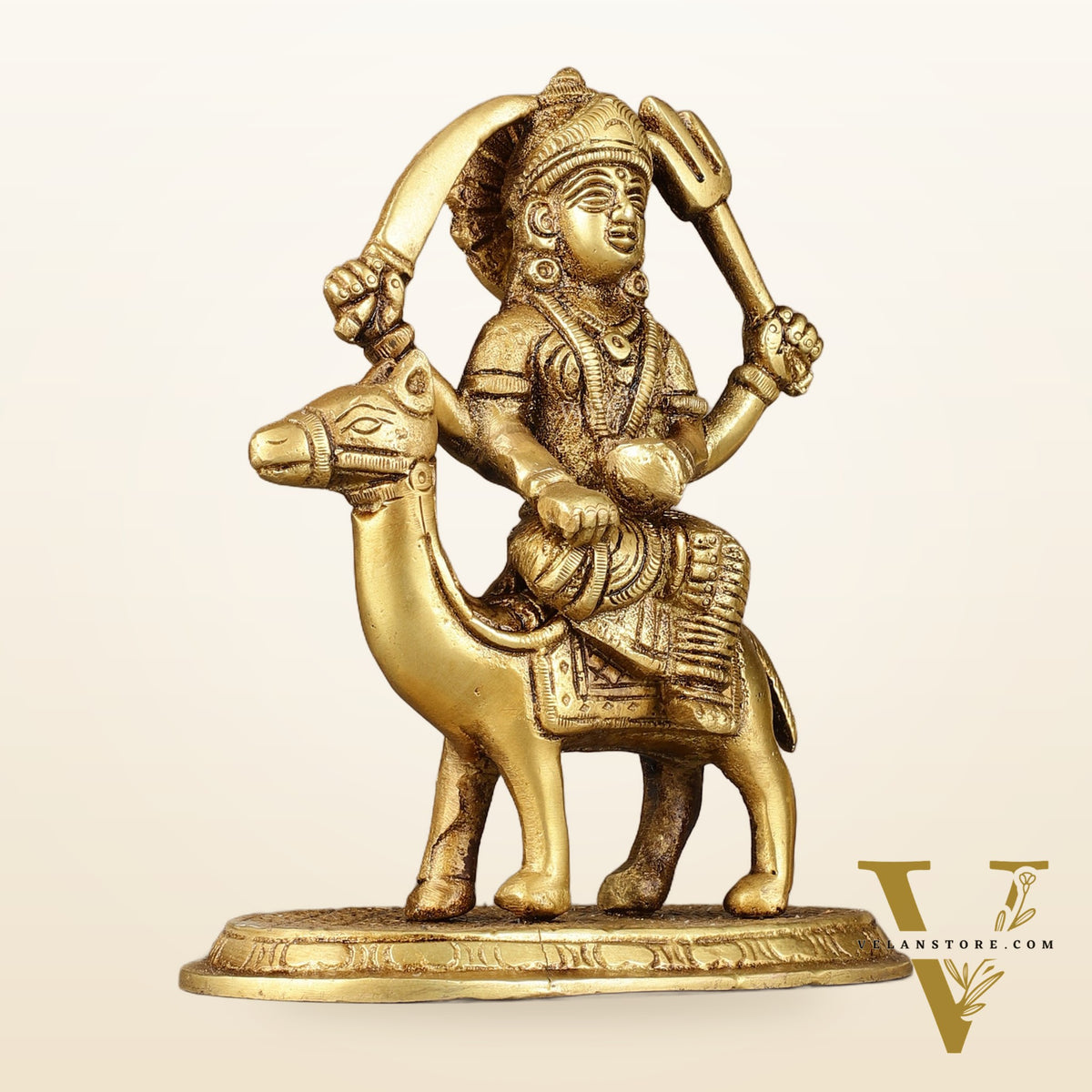 Pure Brass Dasama Momoi Mata Seated on Camel Idol 5.5 inch