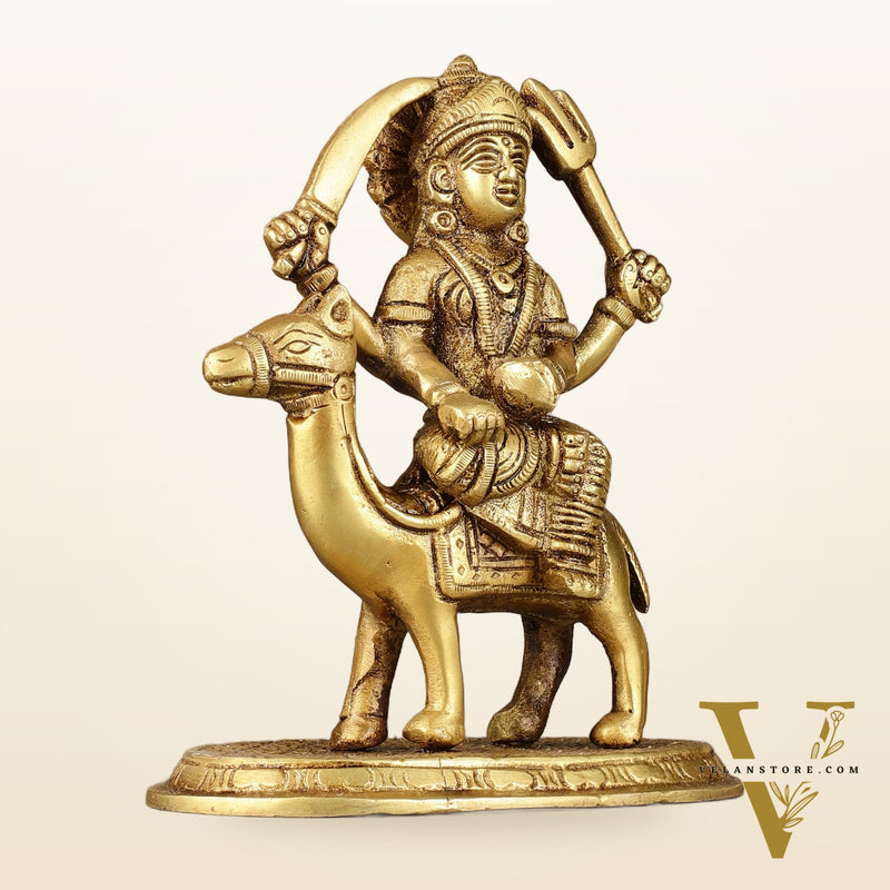 Pure Brass Dasama Momoi Mata Seated on Camel Idol 5.5 inch