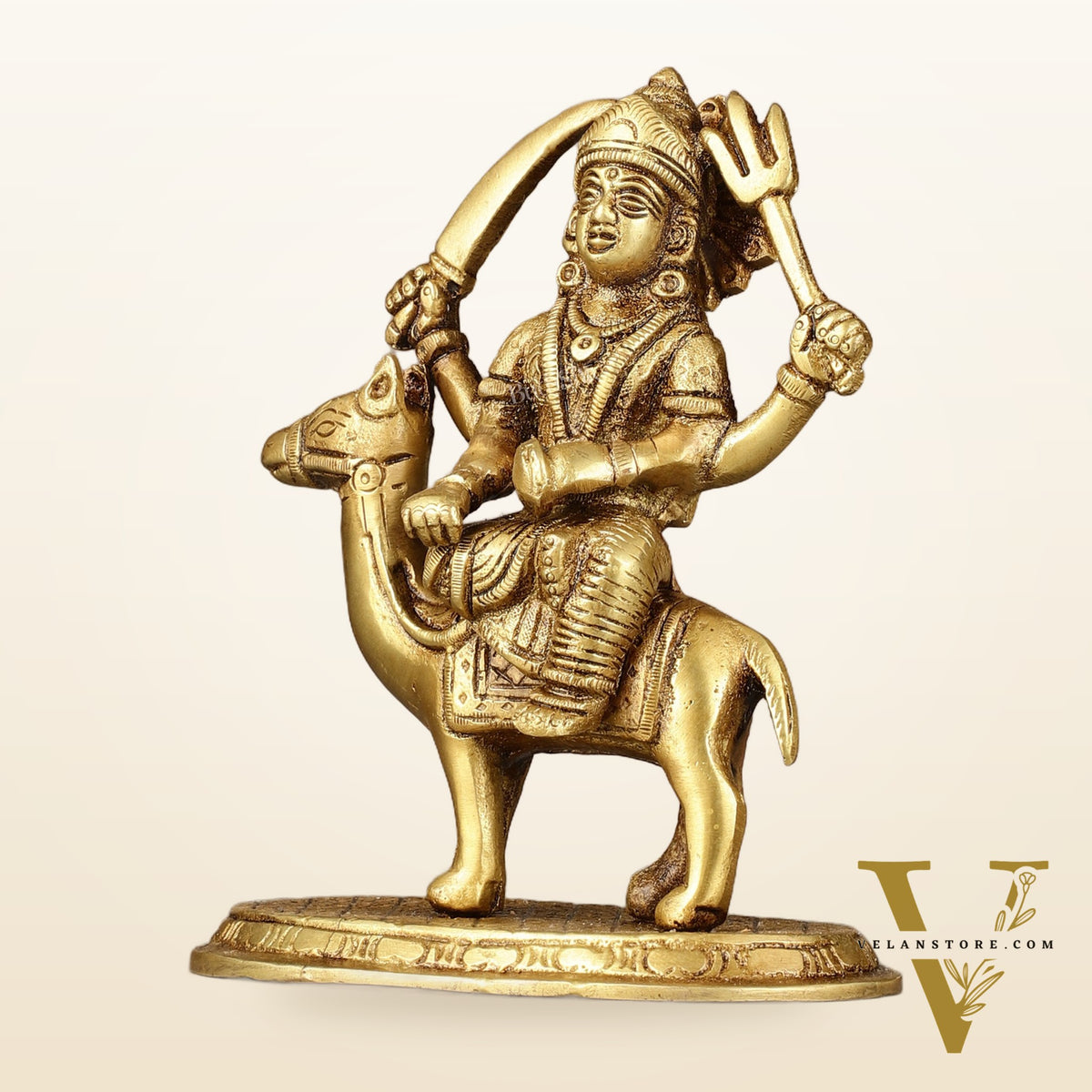 Pure Brass Dasama Momoi Mata Seated on Camel Idol 5.5 inch