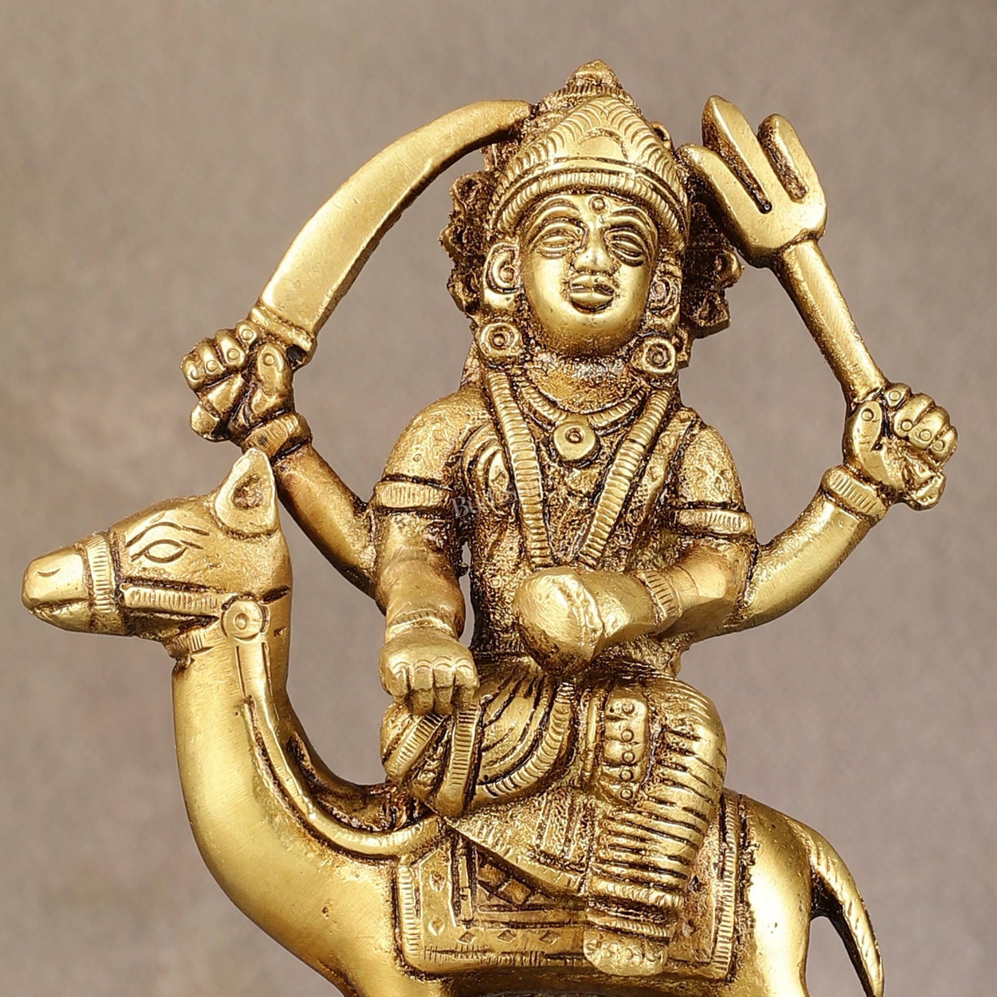 Pure Brass Dasama Momoi Mata Seated on Camel Idol 5.5 inch