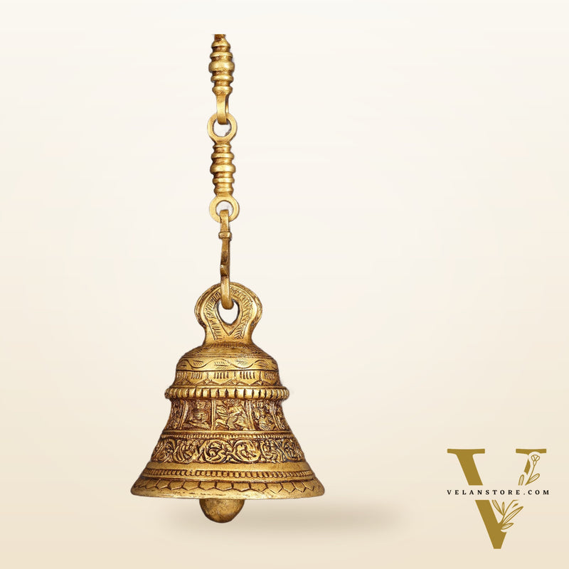 Pure Brass Dashavatar Engraved Hanging Temple Bell