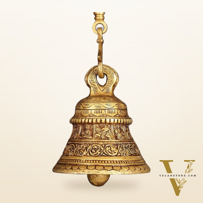 Pure Brass Dashavatar Engraved Hanging Temple Bell