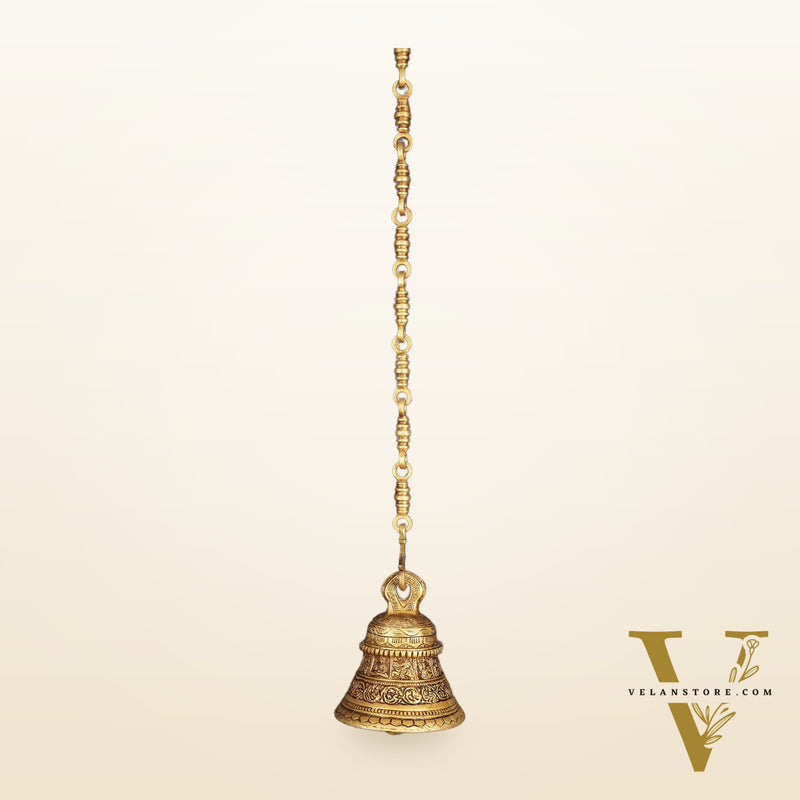Pure Brass Dashavatar Engraved Hanging Temple Bell