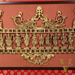 Pure Brass Dashavatar Wall Hanging on Wooden Frame with Premium Fabric | 21.5 Inch Height