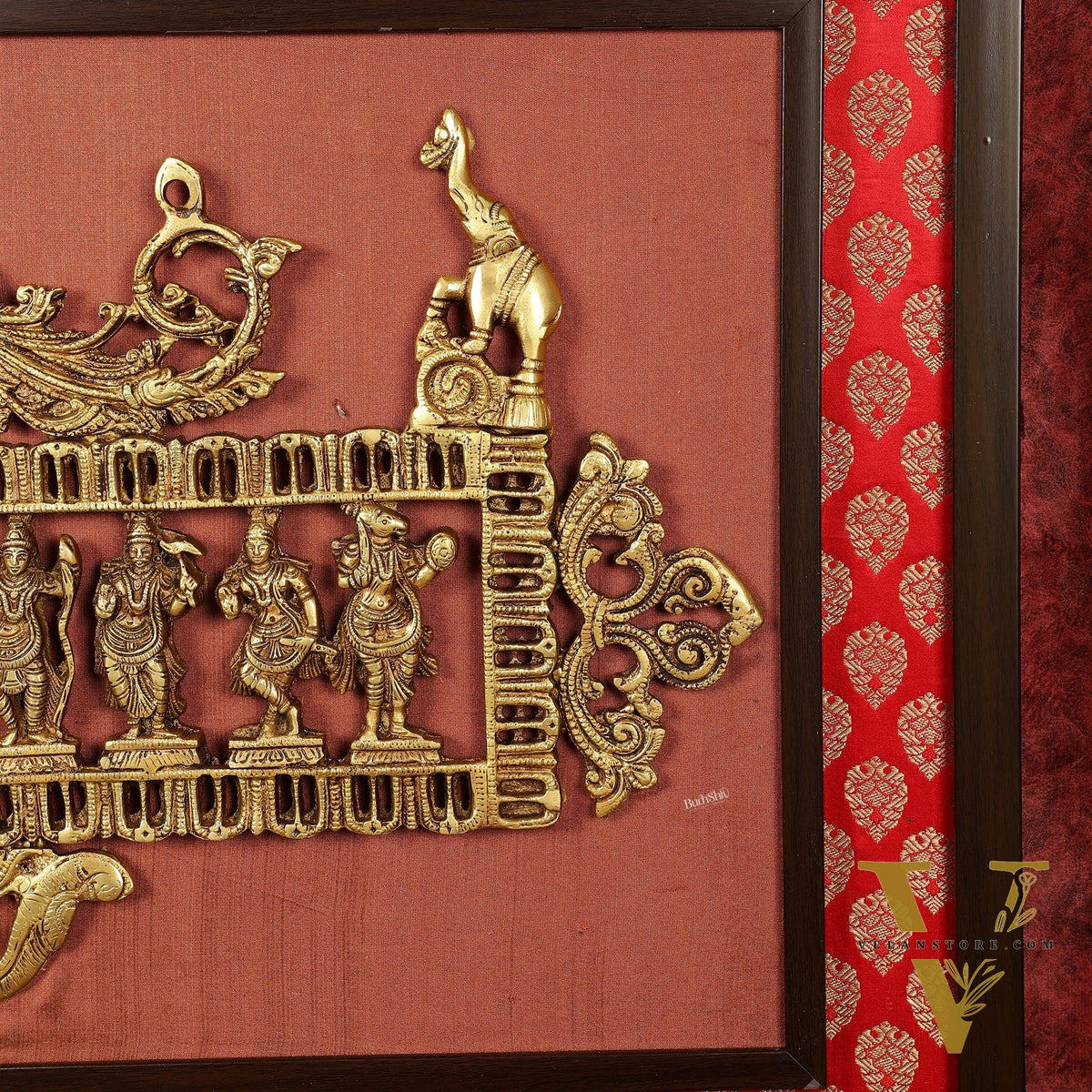 Pure Brass Dashavatar Wall Hanging on Wooden Frame with Premium Fabric | 21.5 Inch Height