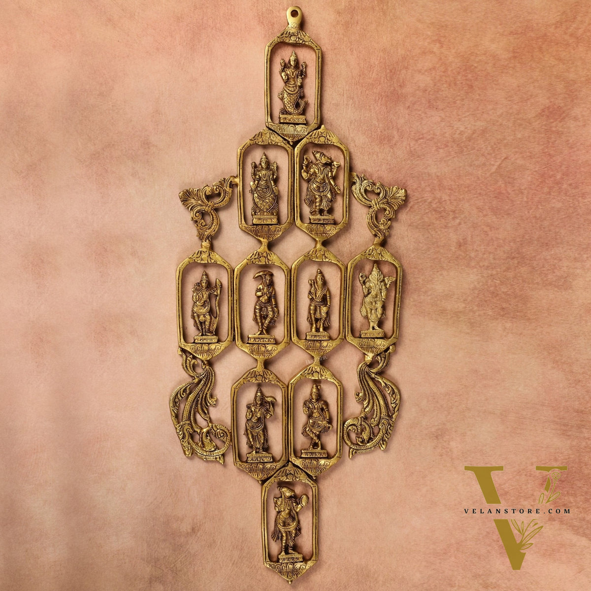 Pure Brass Dashavatar Wall Hanging - Unique Design 29.5 inch