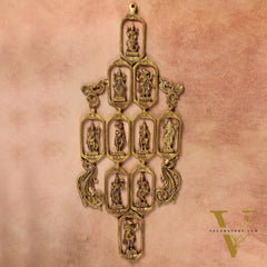 Pure Brass Dashavatar Wall Hanging - Unique Design 29.5 inch