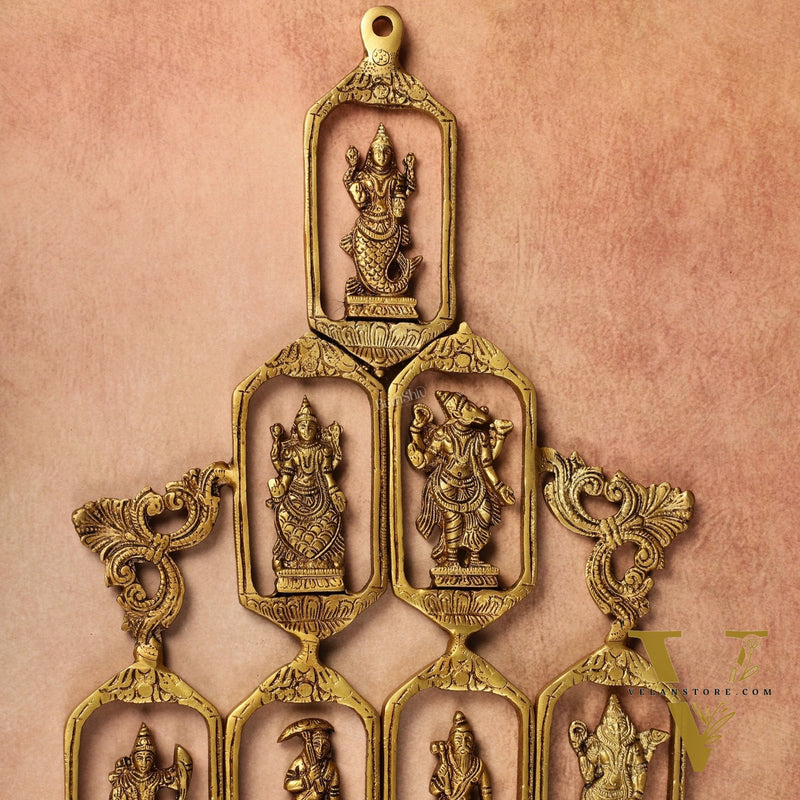 Pure Brass Dashavatar Wall Hanging - Unique Design 29.5 inch