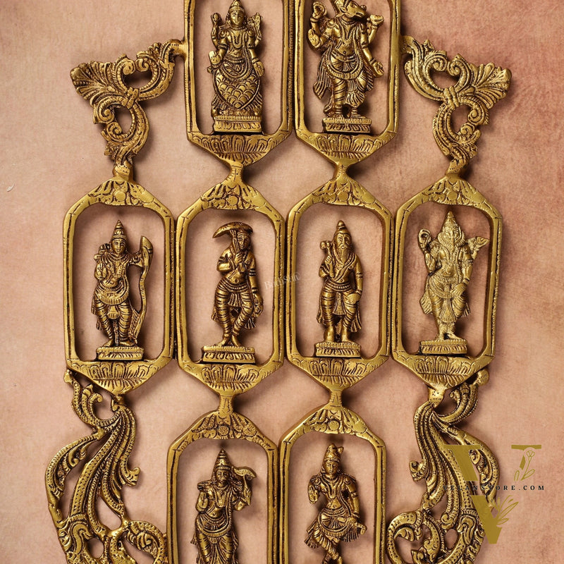 Pure Brass Dashavatar Wall Hanging - Unique Design 29.5 inch