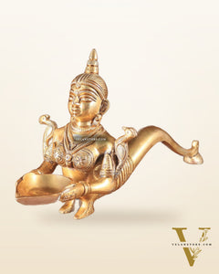 Pure Brass Deep Kanya Aarti Diya – Divine Ritual Lamp, 7"