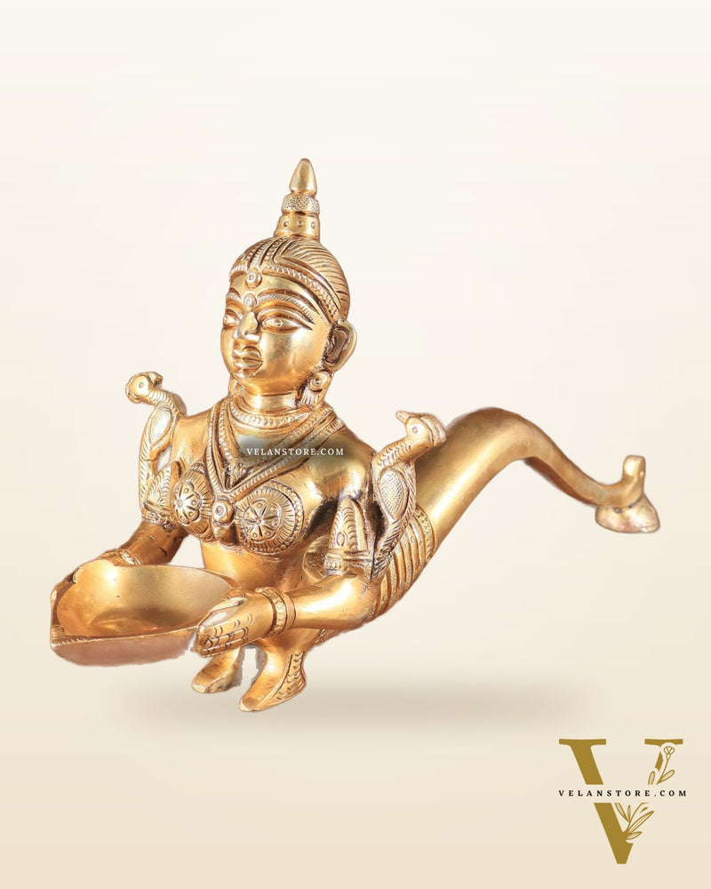 Pure Brass Deep Kanya Aarti Diya – Divine Ritual Lamp, 7"