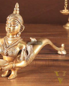 Pure Brass Deep Kanya Aarti Diya – Divine Ritual Lamp, 7"