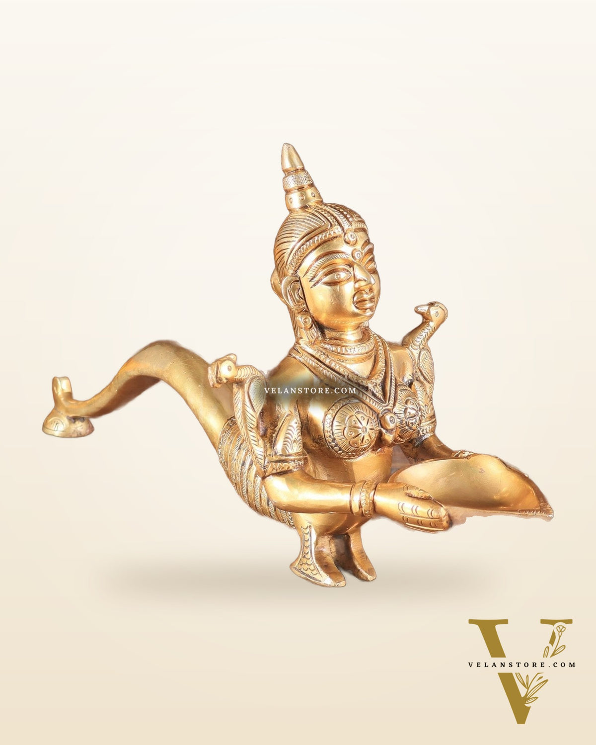 Pure Brass Deep Kanya Aarti Diya – Divine Ritual Lamp, 7"