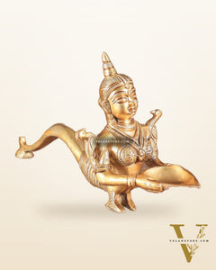 Pure Brass Deep Kanya Aarti Diya – Divine Ritual Lamp, 7"