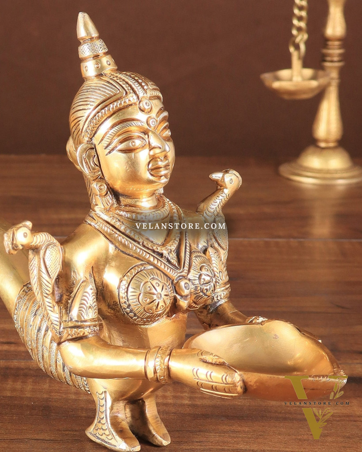 Pure Brass Deep Kanya Aarti Diya – Divine Ritual Lamp, 7"