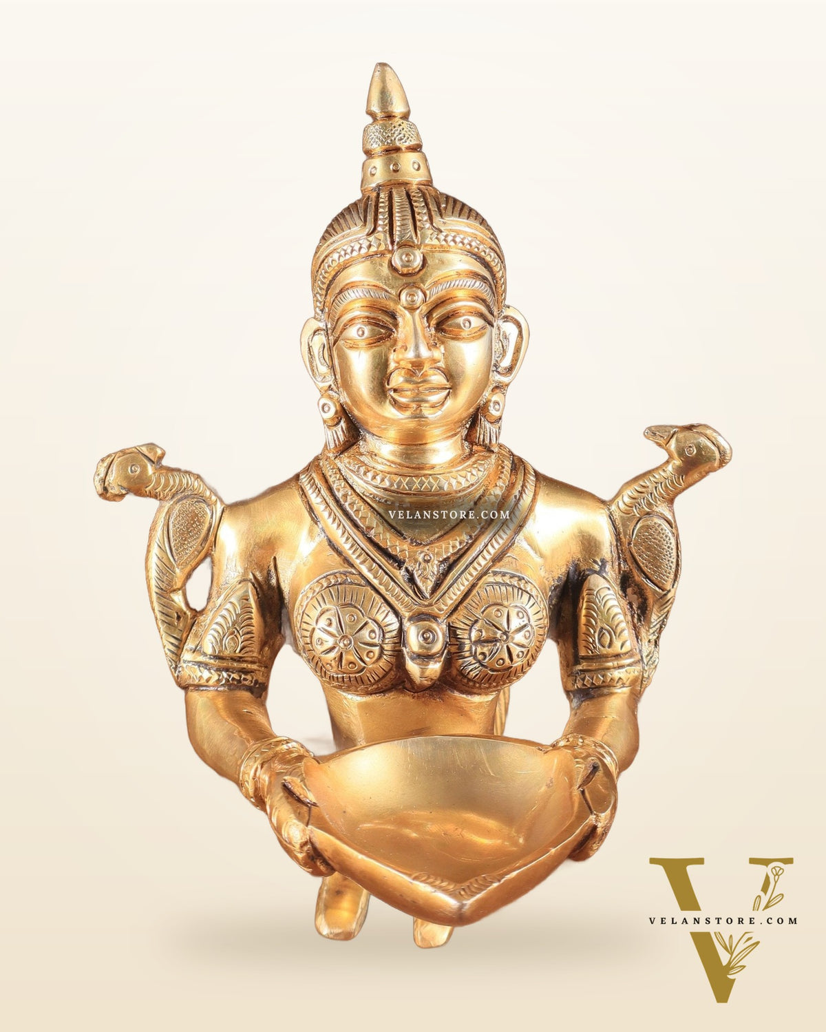 Pure Brass Deep Kanya Aarti Diya – Divine Ritual Lamp, 7"