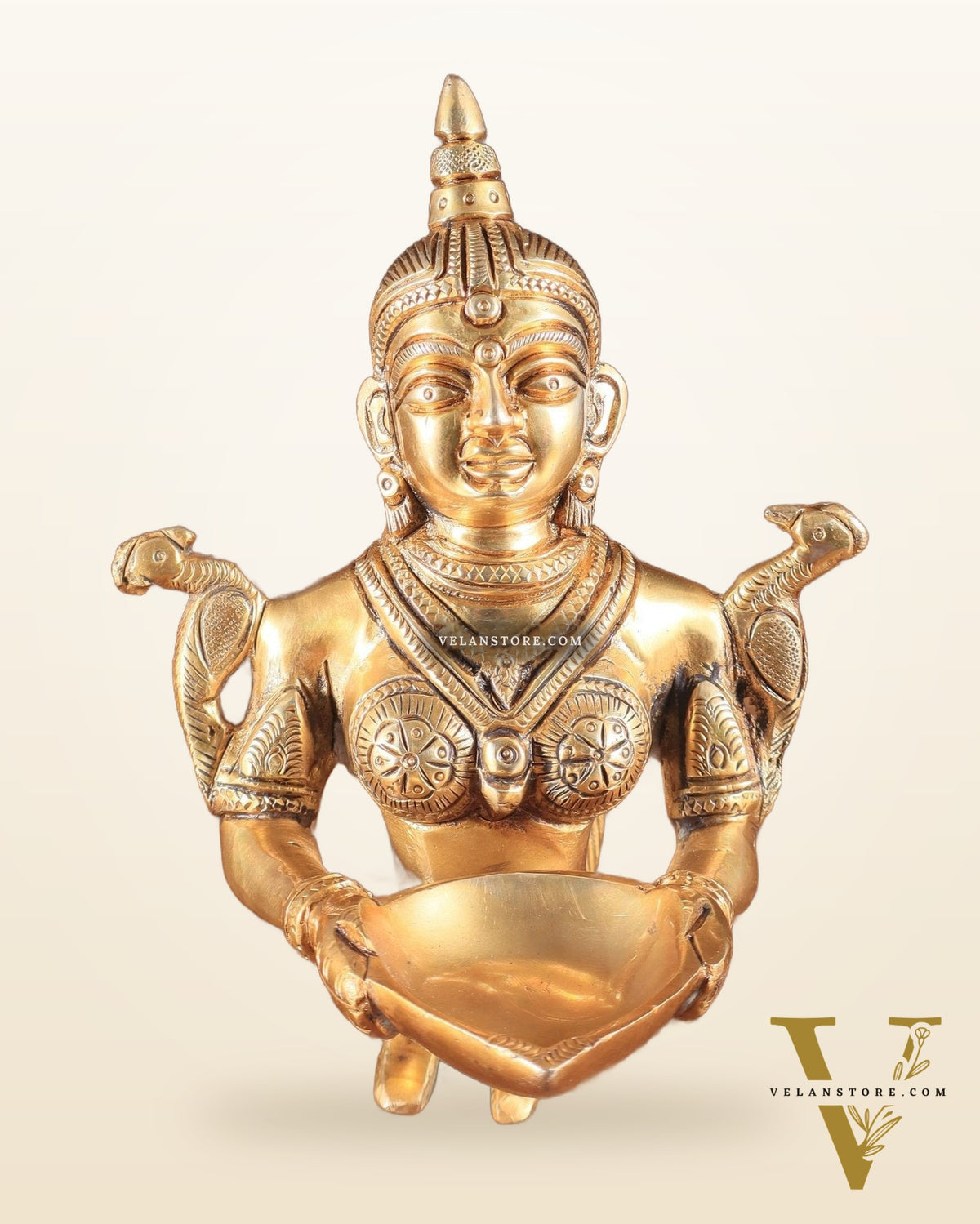 Pure Brass Deep Kanya Aarti Diya – Divine Ritual Lamp, 7"