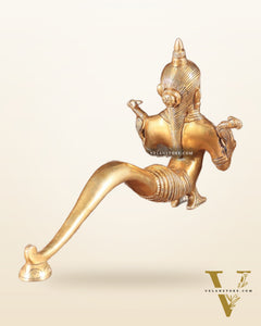 Pure Brass Deep Kanya Aarti Diya – Divine Ritual Lamp, 7"