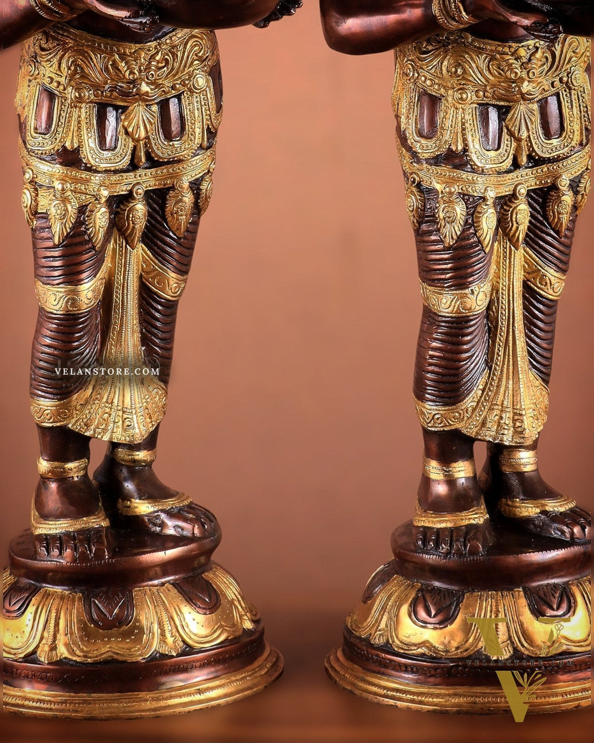 Pure Brass Deep Lady Pavaai Vilakku in dual-tone 32"