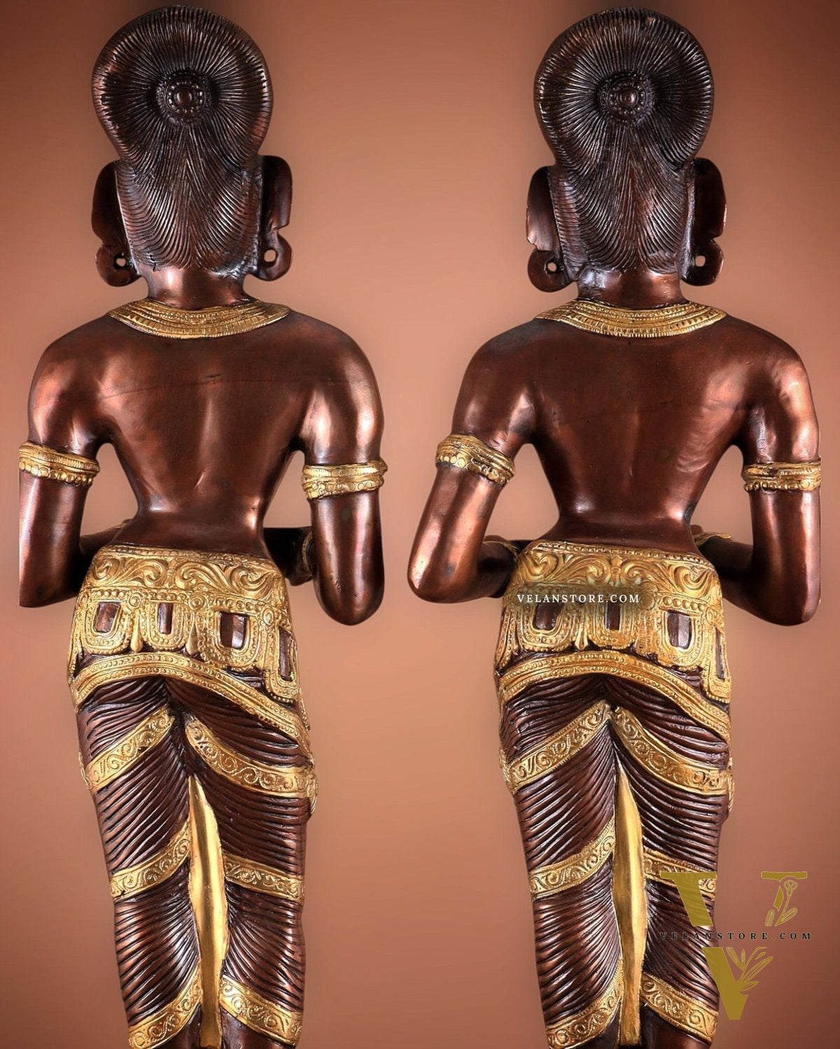 Pure Brass Deep Lady Pavaai Vilakku in dual-tone 32"