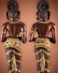 Pure Brass Deep Lady Pavaai Vilakku in dual-tone 32"