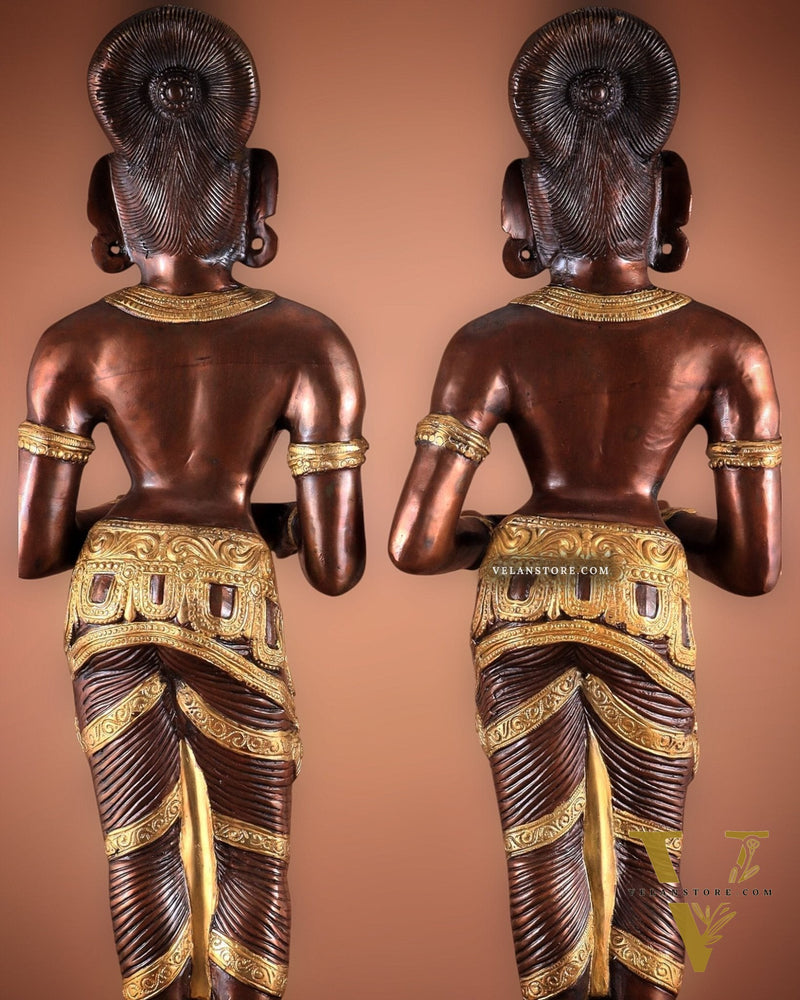 Pure Brass Deep Lady Pavaai Vilakku in dual-tone 32"