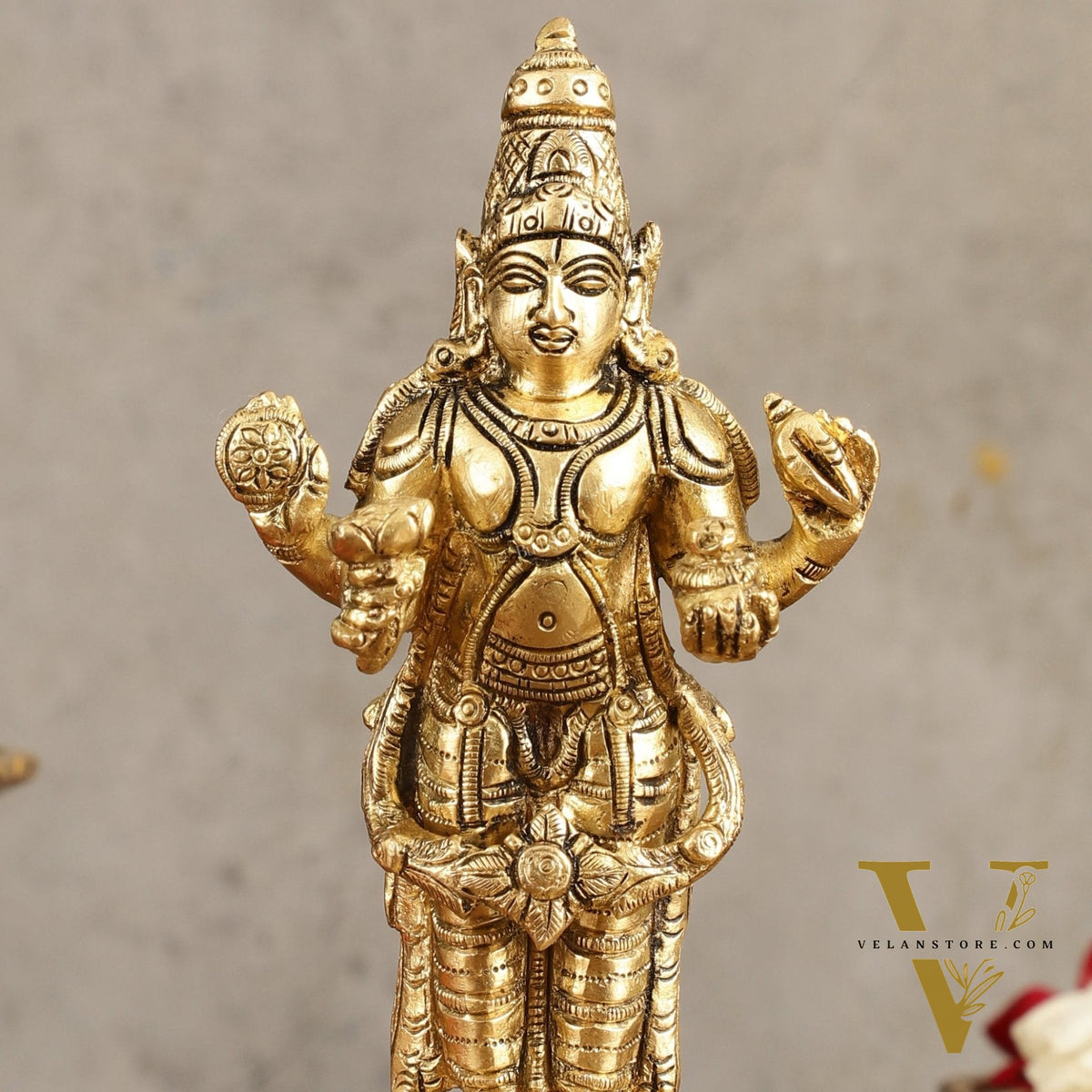Pure Brass Dhanvantari God of Ancient Medicine Idol - 6.5 in Height