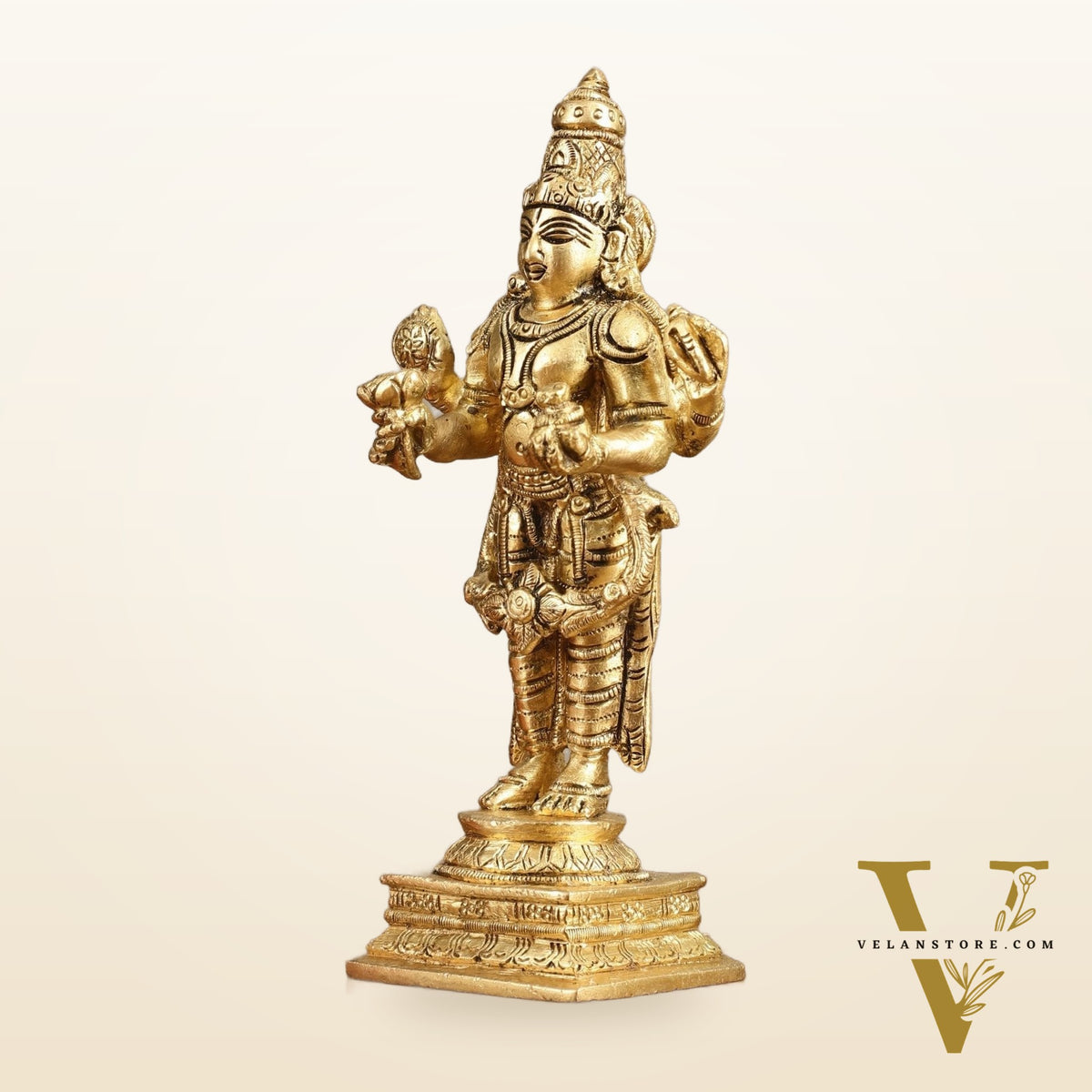 Pure Brass Dhanvantari God of Ancient Medicine Idol - 6.5 in Height