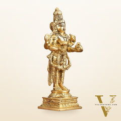 Pure Brass Dhanvantari God of Ancient Medicine Idol - 6.5 in Height