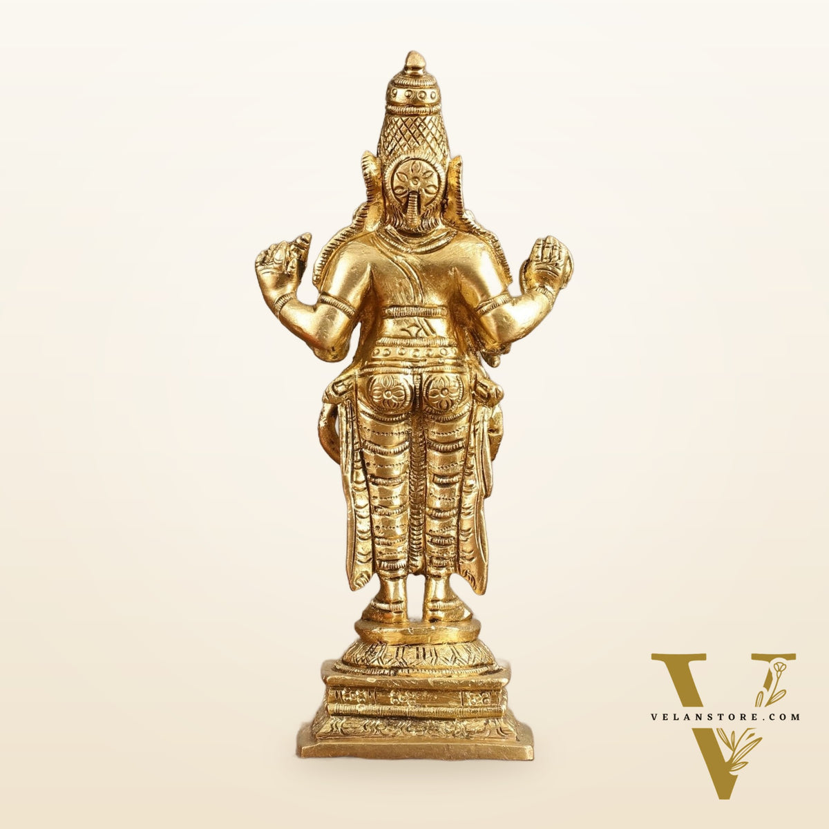 Pure Brass Dhanvantari God of Ancient Medicine Idol - 6.5 in Height