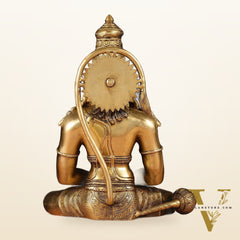 Pure Brass Dhyana Anjaneya Meditation Hanuman Idol 13"