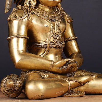 Pure Brass Dhyana Anjaneya Meditation Hanuman Idol 13"