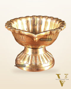 Pure Brass Diya with Large Bowl | Long Burning Time