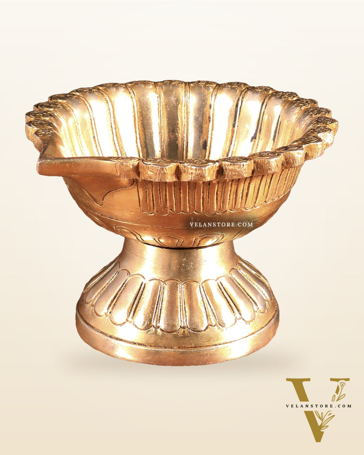 Pure Brass Diya with Large Bowl | Long Burning Time