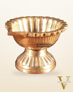 Pure Brass Diya with Large Bowl | Long Burning Time