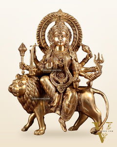 Pure Brass Durga ambe Mata on lion Idol 15 inch