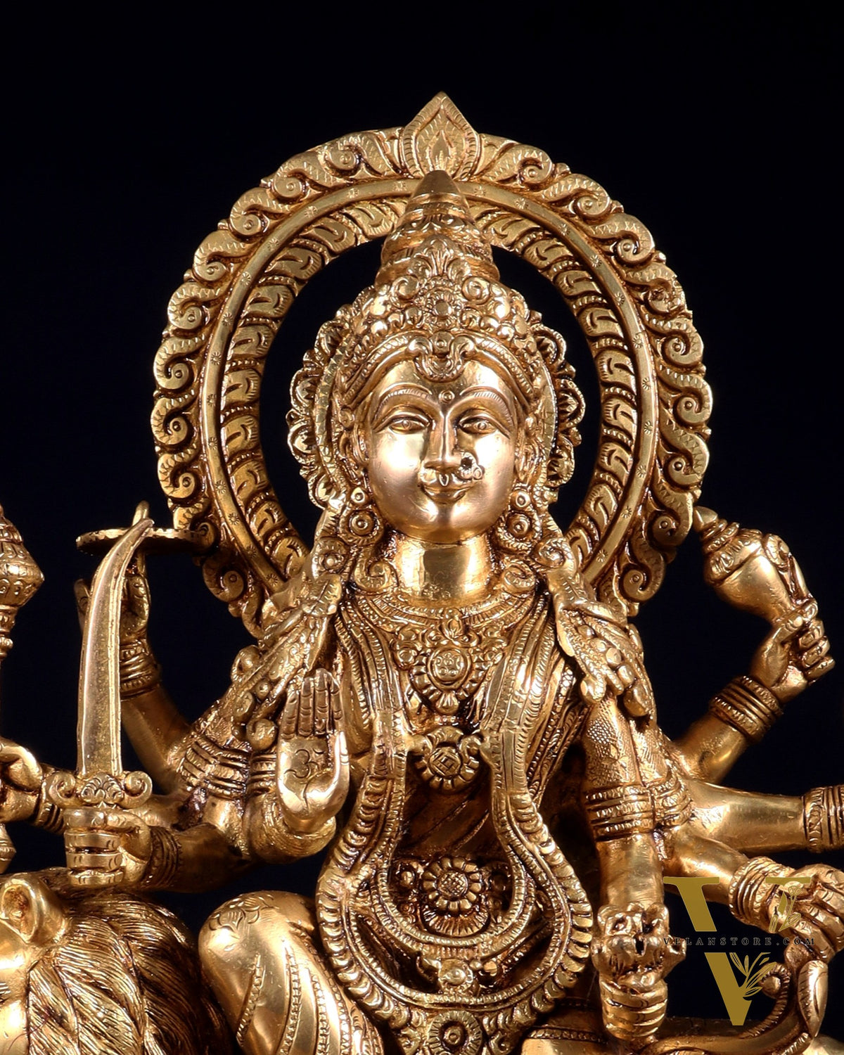 Pure Brass Durga ambe Mata on lion Idol 15 inch