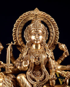 Pure Brass Durga ambe Mata on lion Idol 15 inch