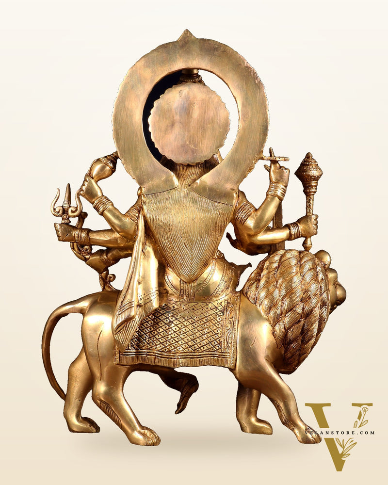 Pure Brass Durga ambe Mata on lion Idol 15 inch