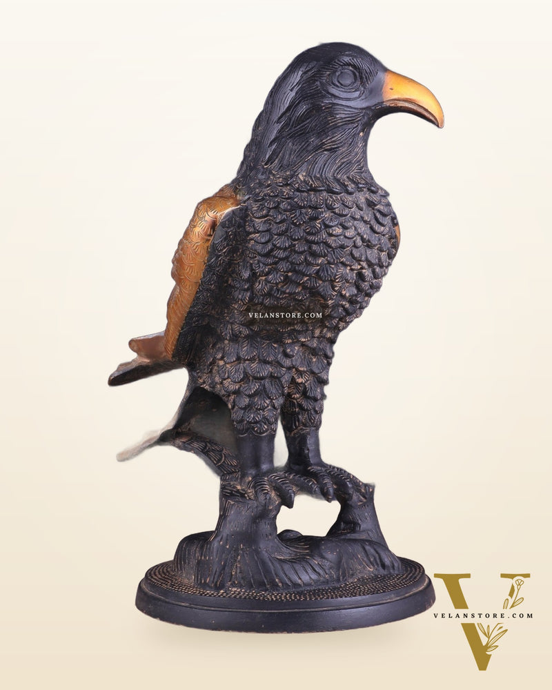 Pure Brass Eagle Statue in Antique Tone | Vastu & Feng Shui 13"
