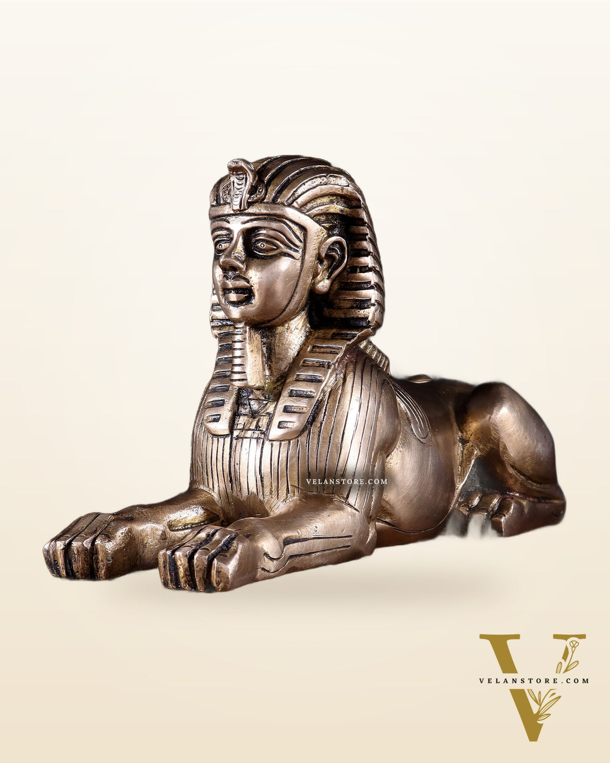 Pure Brass Egyptian Sphinx of Giza Statue – Handcrafted Decorative Piece 8"