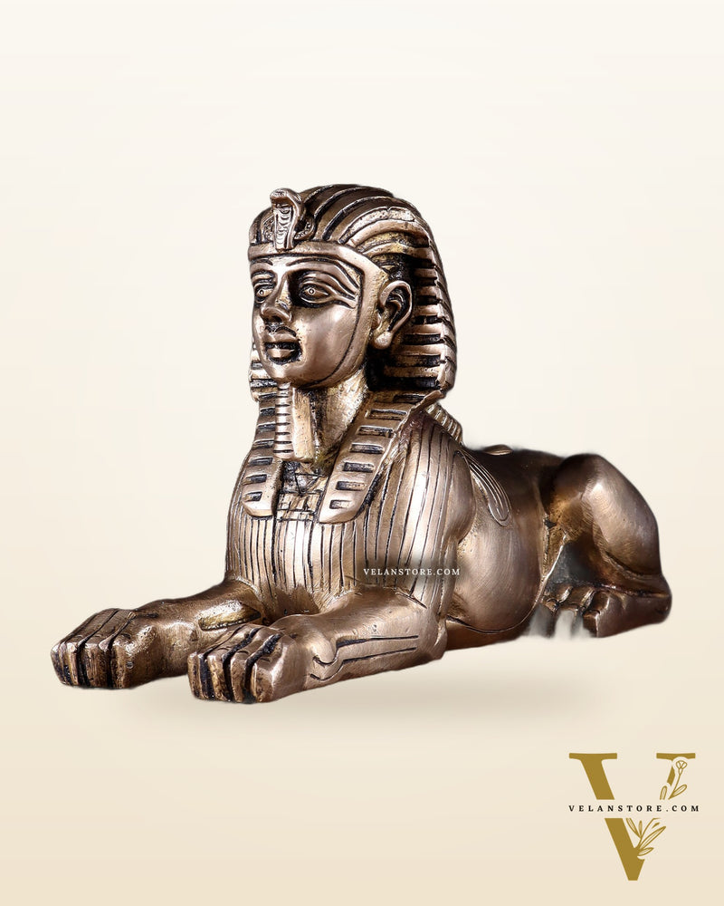Pure Brass Egyptian Sphinx of Giza Statue – Handcrafted Decorative Piece 8"