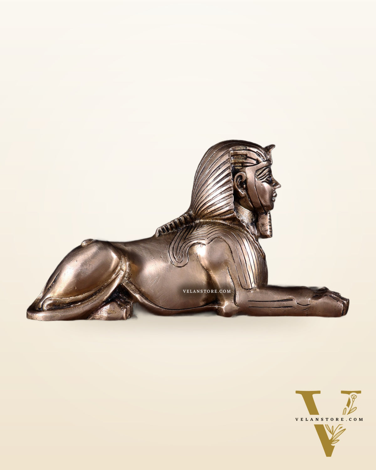 Pure Brass Egyptian Sphinx of Giza Statue – Handcrafted Decorative Piece 8"